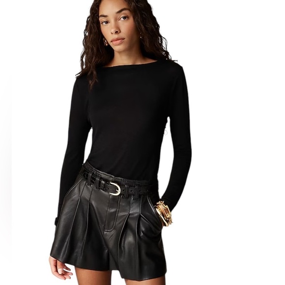 NEW J. CREW Collection sheer wool-blend long-sleeve T-shirt in black Size XS - Picture 1 of 6